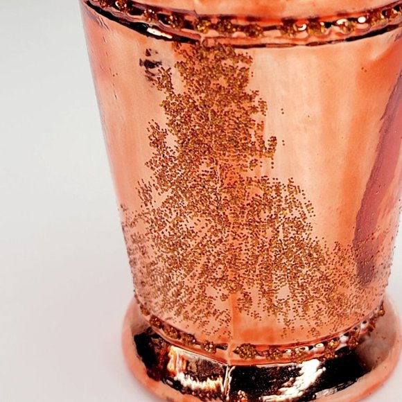 Neiman Marcus Mint Julep Holiday Ornament Glass 3.5 in Orange Glitter Poland - Picture 4 of 5